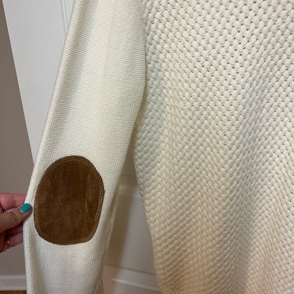 white sweater with unique elbow patches - Picture 3 of 5